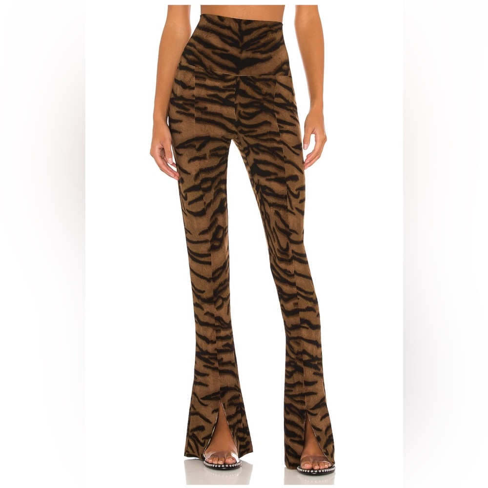 Norma Kamali Brown & Black Tiger-Stripe Flared Pants